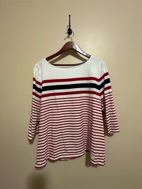 Striped Red, White and BlueBoatneck Women's Top 3Xp